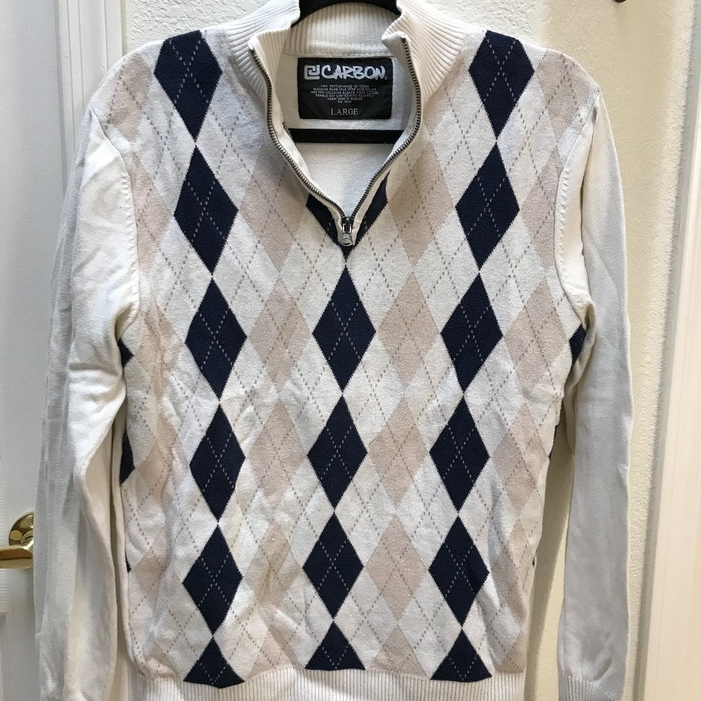 Carbon Men's Argyle Half-Zip Sweater